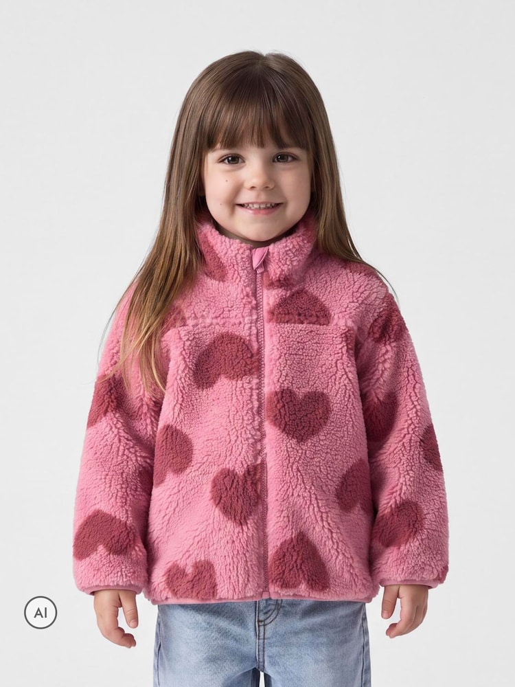 Name It Red Heart Teddy Fleece Jacket - Image 1 of 5 Name It Red Heart Teddy Fleece Jacket - Image 1 of 5