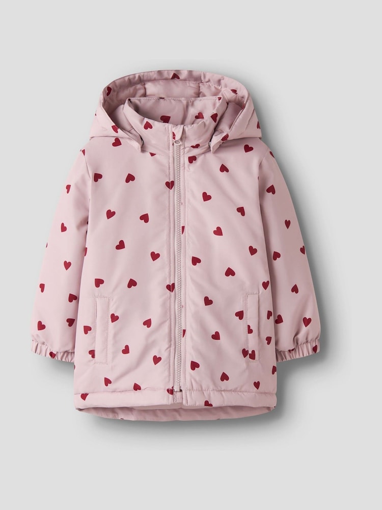 Name It Purple Heart Printed Shower Proof Jacket - Image 1 of 3 Name It Purple Heart Printed Shower Proof Jacket - Image 1 of 3