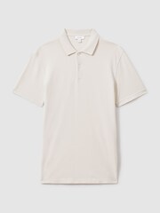 Reiss Ice Grey Puro Garment Dyed Cotton Polo Shirt - Image 2 of 7