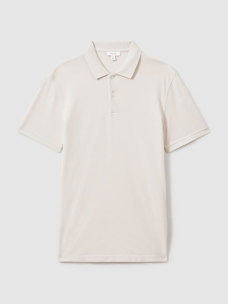 Reiss Ice Grey Puro Garment Dyed Cotton Polo Shirt - Image 2 of 7