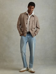 Reiss Ice Grey Puro Garment Dyed Cotton Polo Shirt - Image 3 of 7