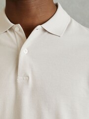 Reiss Ice Grey Puro Garment Dyed Cotton Polo Shirt - Image 4 of 7