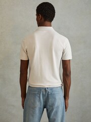Reiss Ice Grey Puro Garment Dyed Cotton Polo Shirt - Image 5 of 7