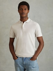 Reiss Ice Grey Puro Garment Dyed Cotton Polo Shirt - Image 6 of 7