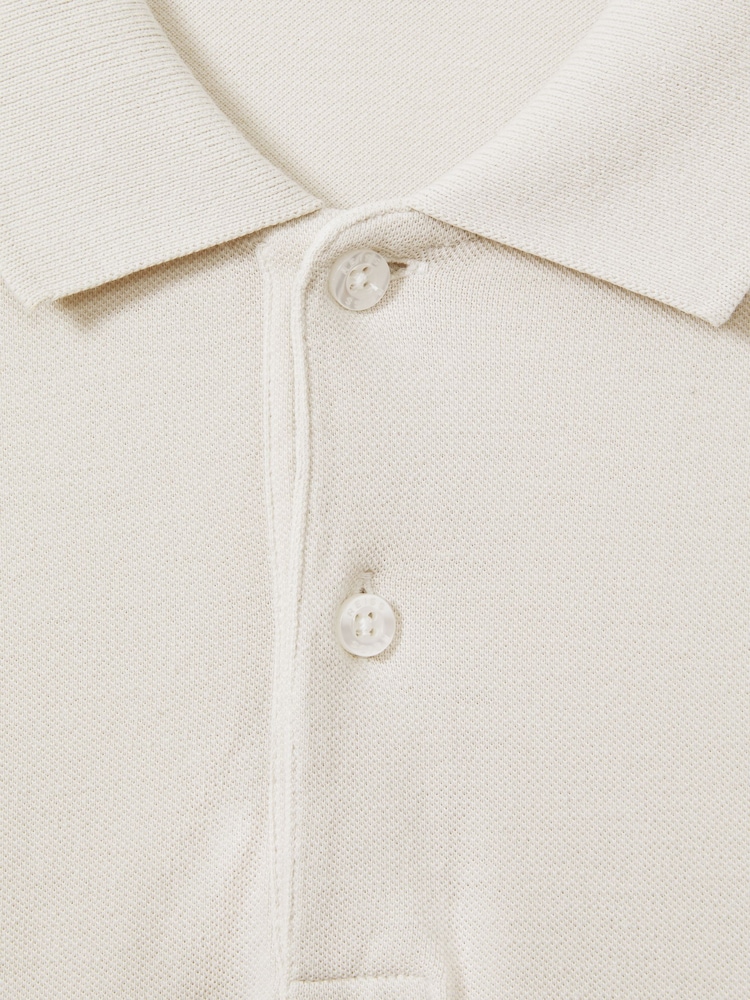Reiss Ice Grey Puro Garment Dyed Cotton Polo Shirt - Image 7 of 7
