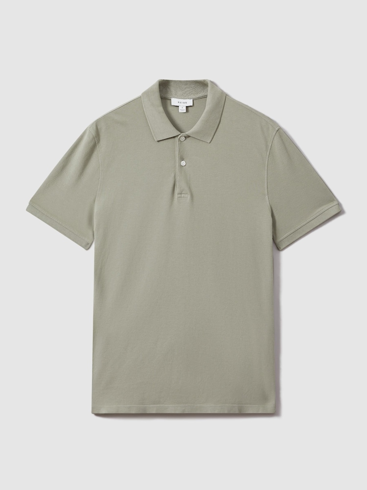 Dunkles Salbeigrün - Reiss Puro Stückgefärbtes Polo-Shirt aus Baumwolle - Bild 2 von 6