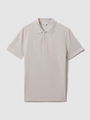 Gris glace - Polo brodé teint en pièce coupe slim Reiss Peters - Image 2 of 6