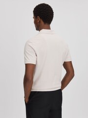 Gris glace - Polo brodé teint en pièce coupe slim Reiss Peters - Image 5 of 6