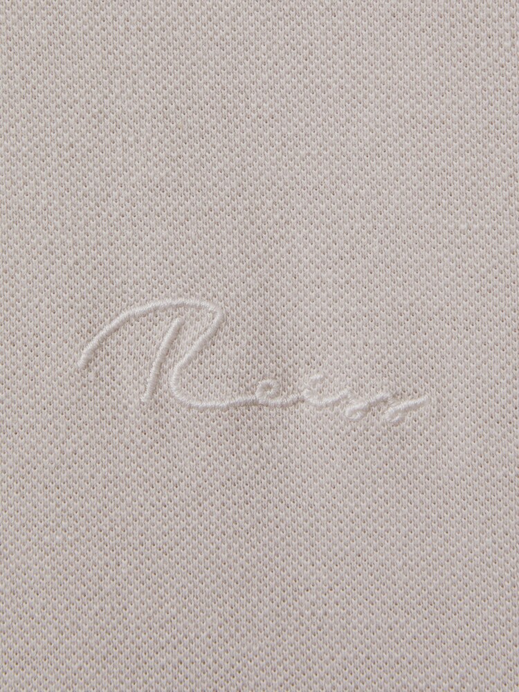 Gris glace - Polo brodé teint en pièce coupe slim Reiss Peters - Image 6 of 6