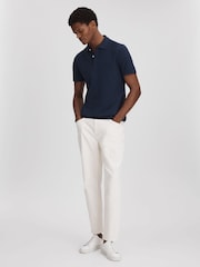 Reiss Airforce Blue Peters Slim Fit Garment Dyed Embroidered Polo Shirt - Image 3 of 6