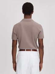 Reiss Dark Taupe Puro Garment Dyed Cotton Polo Shirt - Image 5 of 7