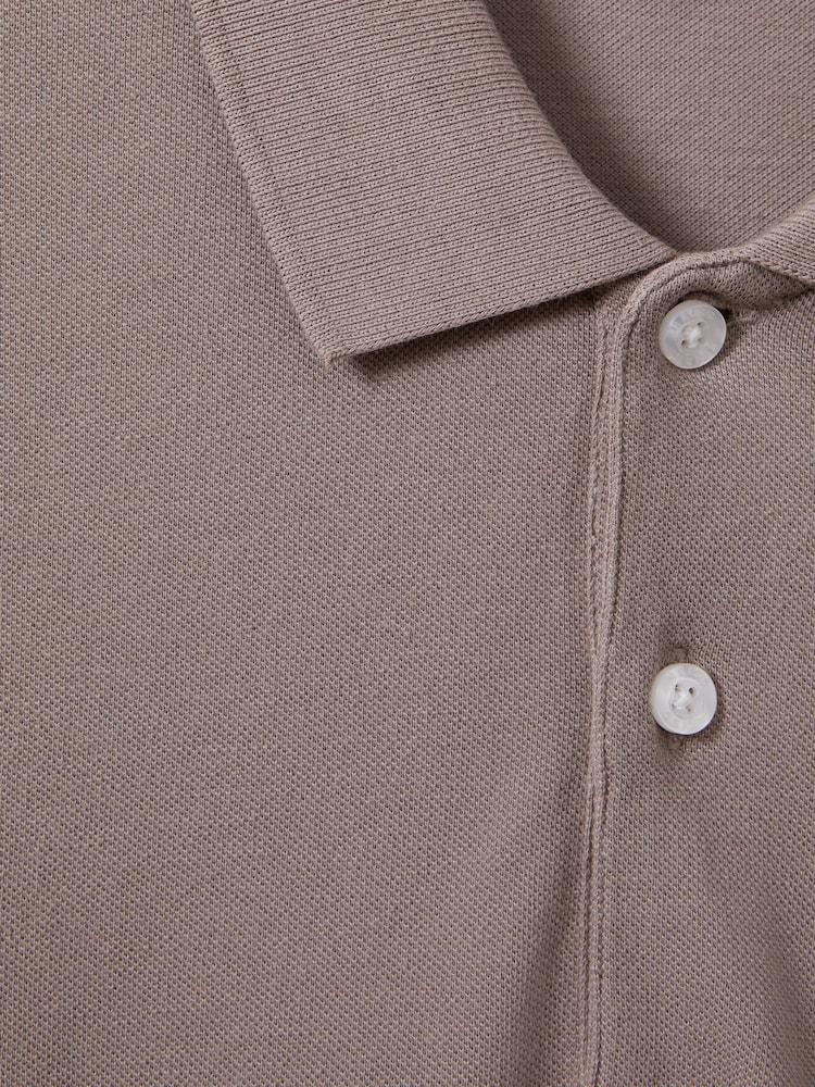 Reiss Dark Taupe Puro Garment Dyed Cotton Polo Shirt - Image 7 of 7 Reiss Dark Taupe Puro Garment Dyed Cotton Polo Shirt - Image 7 of 7