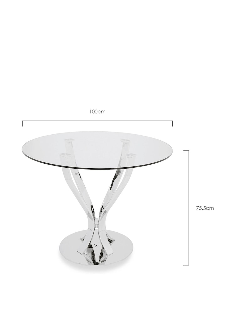 Chrome Tulip Glass Round 4 Seater Dining Table - Image 5 of 5