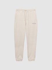 Reiss Off White Dawson Reiss | Ché Motif Cotton Drawstring Joggers - Image 2 of 5