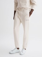 Reiss Off White Dawson Reiss | Ché Motif Cotton Drawstring Joggers - Image 3 of 5