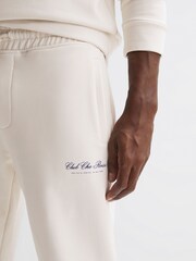 Reiss Off White Dawson Reiss | Ché Motif Cotton Drawstring Joggers - Image 4 of 5