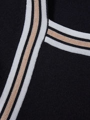 Reiss Navy Fallon 4-9 yrs Sparkle Trim Knitted Skater Dress - Image 4 of 4