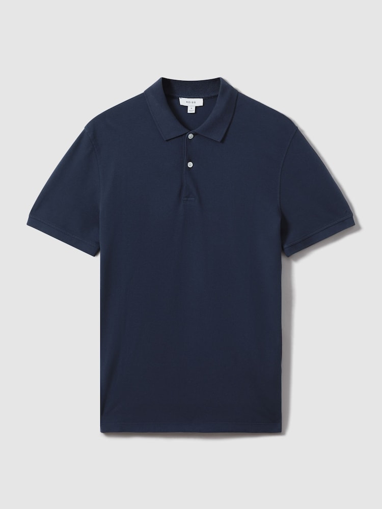 Airforce Blue - Reiss Puro Stückgefärbtes Polo-Shirt aus Baumwolle - Bild 2 von 6
