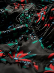 Another Sunday Milkmaid Midi Dress With Lace Trim Detail In Black Geo Print - Image 6 of 6