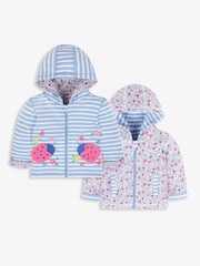 JoJo Maman Bébé Blue Ladybird Appliqué With Pet In Pocket Reversible Hoodie - Image 1 of 6