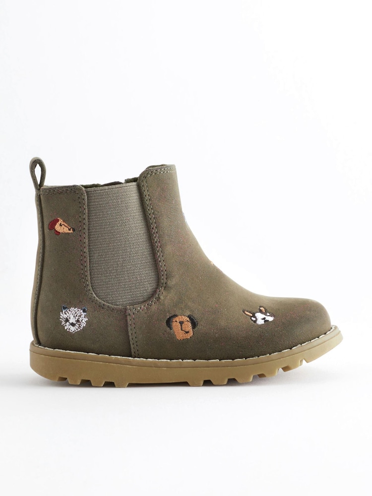 Khakigrün - Stiefel mit Reissverschluss und Stickerei - Bild 2 von 8