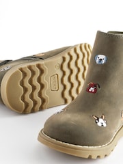 Khakigrün - Stiefel mit Reissverschluss und Stickerei - Bild 4 von 8