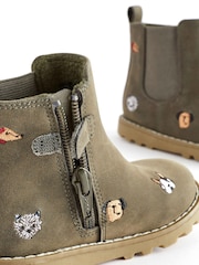 Khakigrün - Stiefel mit Reissverschluss und Stickerei - Bild 5 von 8