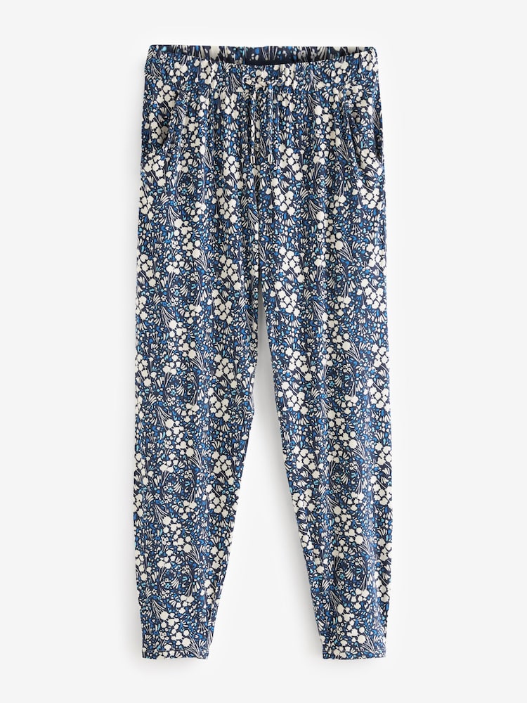 Blue Floral Jersey Joggers - Image 5 of 6