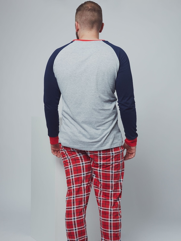 Harry Bear Grey/Red Mens Snowman 100% Cotton Pyjamas - Image 2 of 4