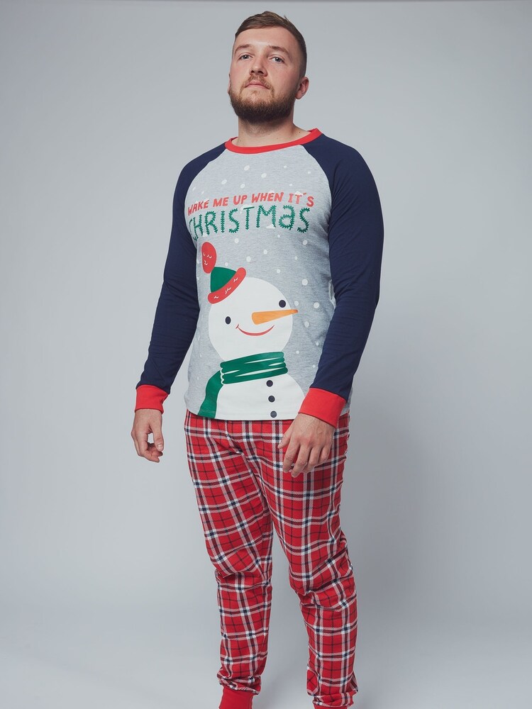 Men Snowman Pyjamas Buy Harry Bear Grey/Red Mens Snowman 100