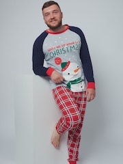 Harry Bear Grey/Red Mens Snowman 100% Cotton Pyjamas - Image 4 of 4