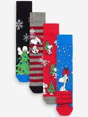Snoopy Pattern Christmas Licence Socks 4 Pack - Image 1 of 6