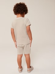 Neutral Textured Jersey Pocket T-Shirt and Shorts Set (3mths-7yrs) - Image 2 of 8