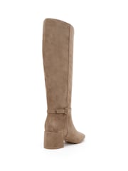 rjava - Novo Goldie Block Heel Buckle Detail Knee Boots - Slika 4 iz 6