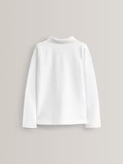 White Regular Fit 5 Pack 100% Cotton Long Sleeve School Polo Shirts (3-16yrs) - Image 3 of 4