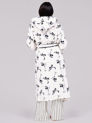Loungeable White Martini Bow Luxury Fleece Midi Hooded Dressing Gown - Image 2 of 5