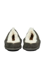 Dunlop Green Mens Real Suede Faux Fur Lined Closed Toe Mule Slippers - Image 3 of 4