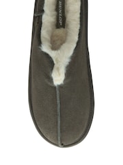 Dunlop Green Mens Real Suede Faux Fur Lined Closed Toe Mule Slippers - Image 4 of 4