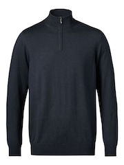 Charles Tyrwhitt Blue Merino Quarter Zip Jumper - Image 4 of 6