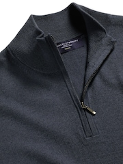 Charles Tyrwhitt Blue Merino Quarter Zip Jumper - Image 5 of 6