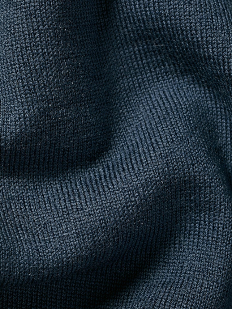 Charles Tyrwhitt Blue Merino Quarter Zip Jumper - Image 6 of 6
