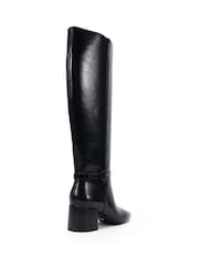črna - Novo Goldie Block Heel Buckle Detail Knee Boots - Slika 4 iz 6