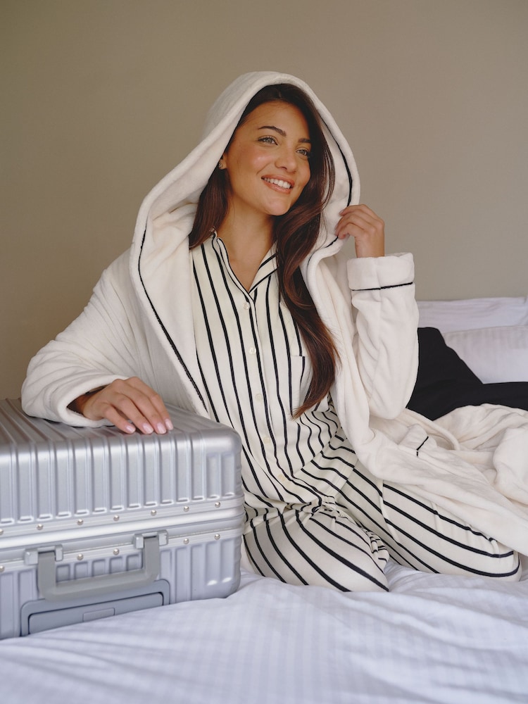 ladies white hooded dressing gown Buy Loungeable Geometric Luxury Fleece Maxi from Next USA wear refined