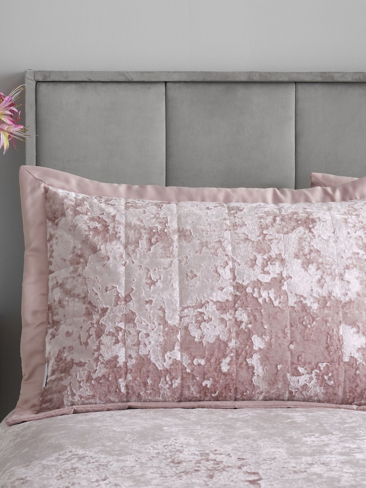 Catherine Lansfield Set of 2 Pink Crushed Velvet Pillowshams - Image 1 of 4