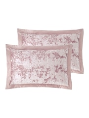 Catherine Lansfield Set of 2 Pink Crushed Velvet Pillowshams - Image 3 of 4