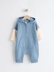 Blue Sweat Hooded Baby Romper - Image 1 of 8