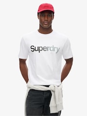 Superdry White 100% Cotton Core Logo Fade Loose T-Shirt - Image 1 of 6