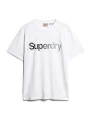 Superdry White 100% Cotton Core Logo Fade Loose T-Shirt - Image 5 of 6