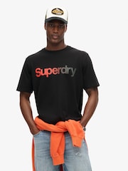 Superdry Black 100% Cotton Core Logo Fade Loose T-Shirt - Image 1 of 5