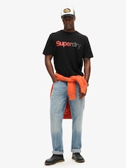 Superdry Black 100% Cotton Core Logo Fade Loose T-Shirt - Image 2 of 5